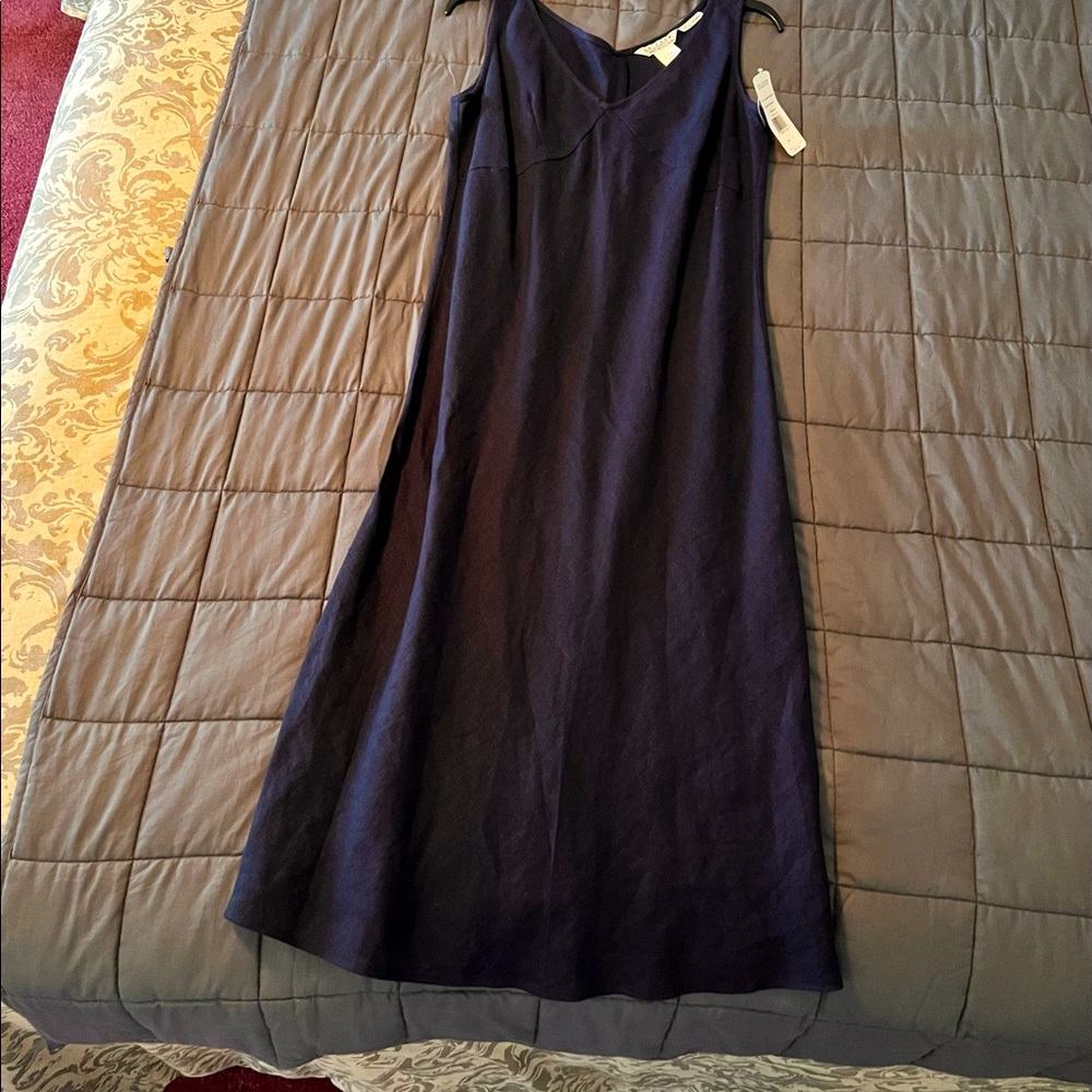 100% Navy Linen slip dress